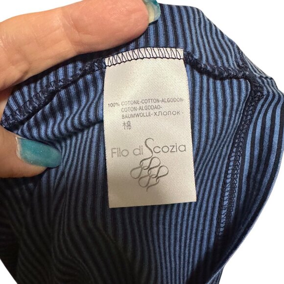 Marbas Men’s Large Polo Shirt Blue Striped Cotton Collared Casual Golf Italy - Picture 11 of 12